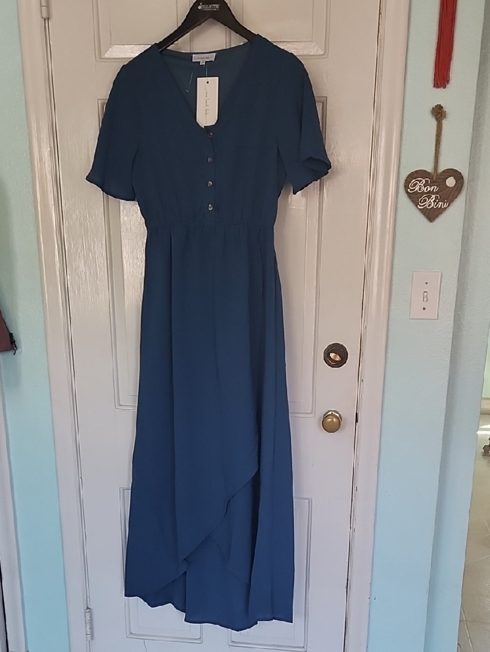 Women's Teal High-Low Button Front Dress by One Love Babe